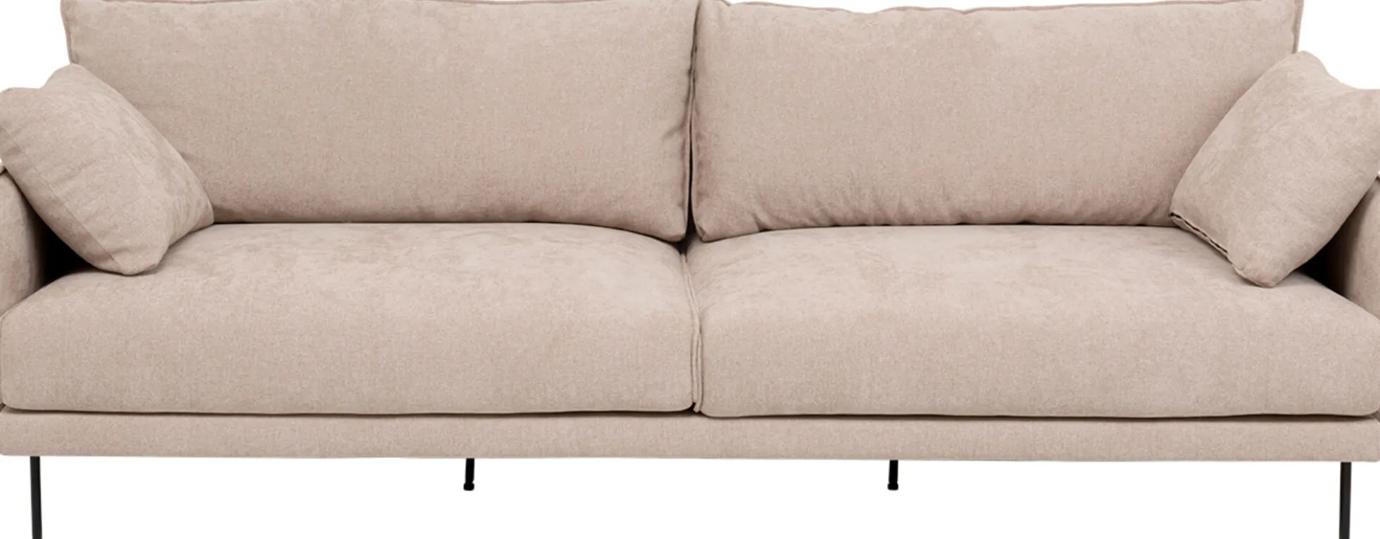 Sofa 3-osobowa do salonu kremowa z czarnymi stalowymi nogami 245 cm
