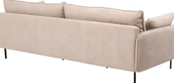 Sofa 3-osobowa do salonu kremowa z czarnymi stalowymi nogami 245 cm