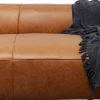 Sofa 3-osobowa jasnobrązowa ekskluzywna skóra semianilinowa 220 cm