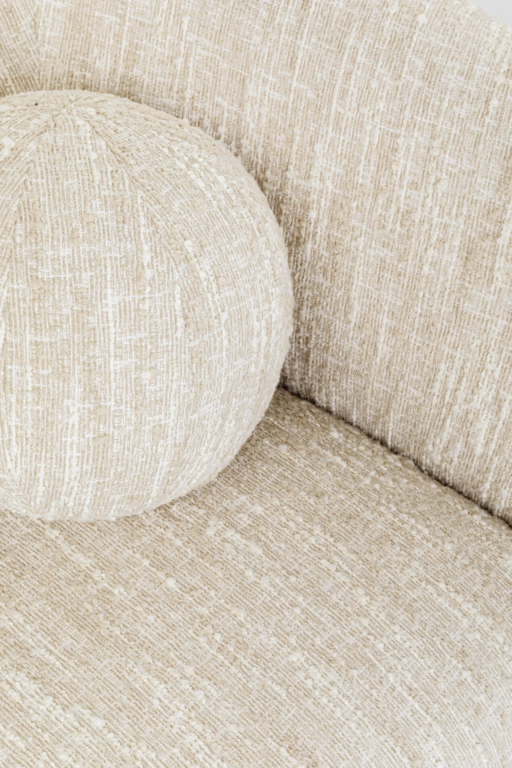Sofa 2-osobowa kremowa zaokrąglony kształ 201 cm