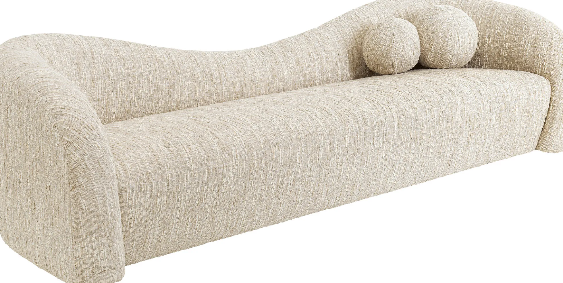 Sofa 3-osobowa kremowa zaokrąglony kształ 261 cm