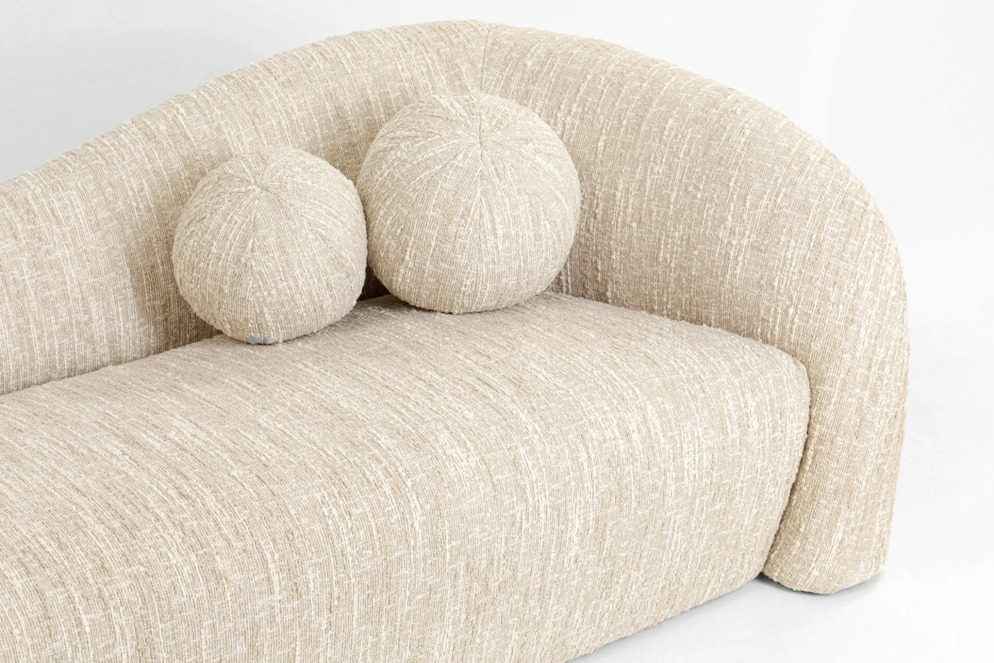 Sofa 3-osobowa kremowa zaokrąglony kształ 261 cm
