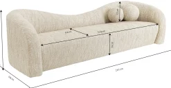Sofa 3-osobowa kremowa zaokrąglony kształ 261 cm
