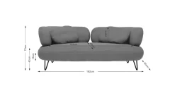 Sofa 2-osobowa nowoczesna tapicerka niebieska nogi czarne 182 cm