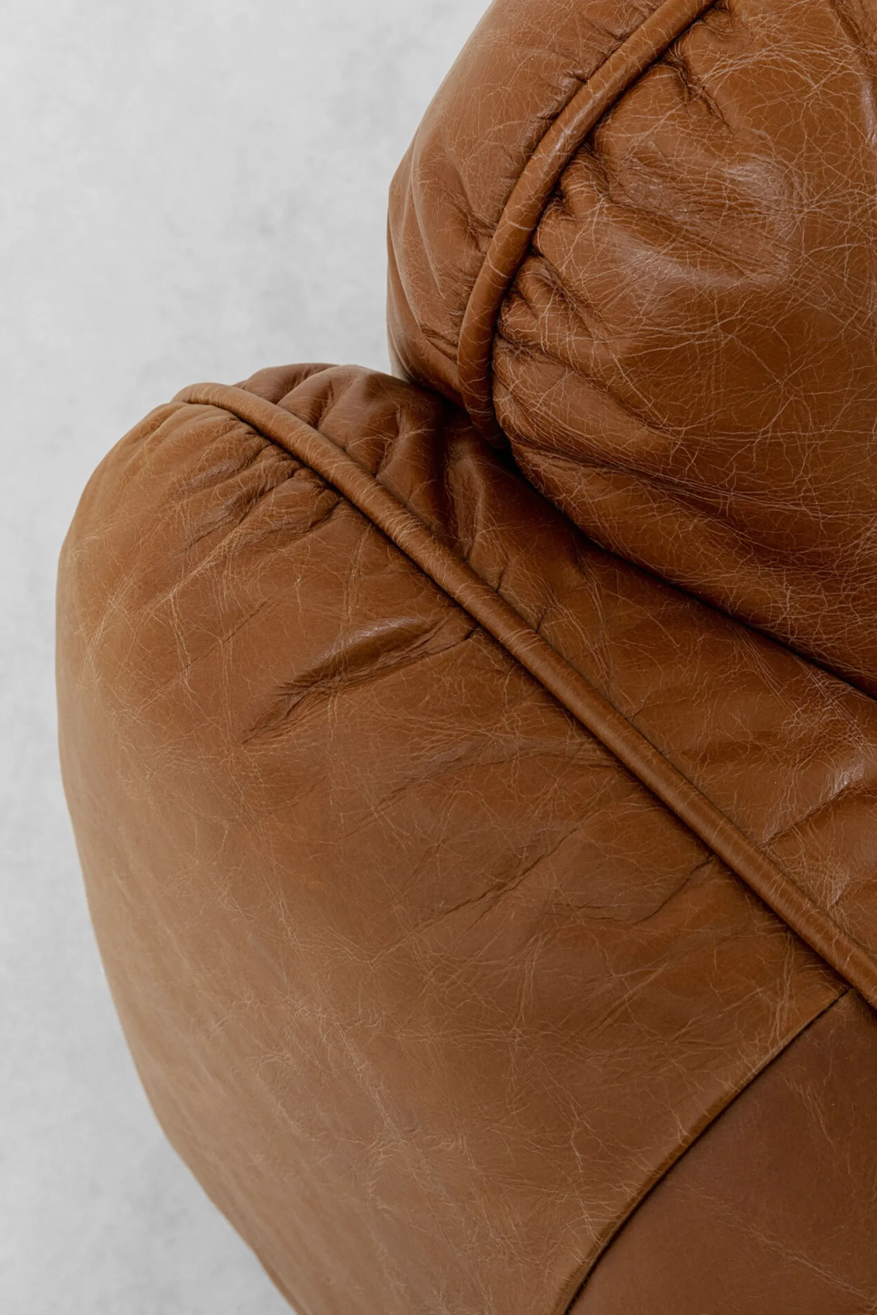 Sofa 3-osobowa skóra semianilinowa brązowa 226 cm