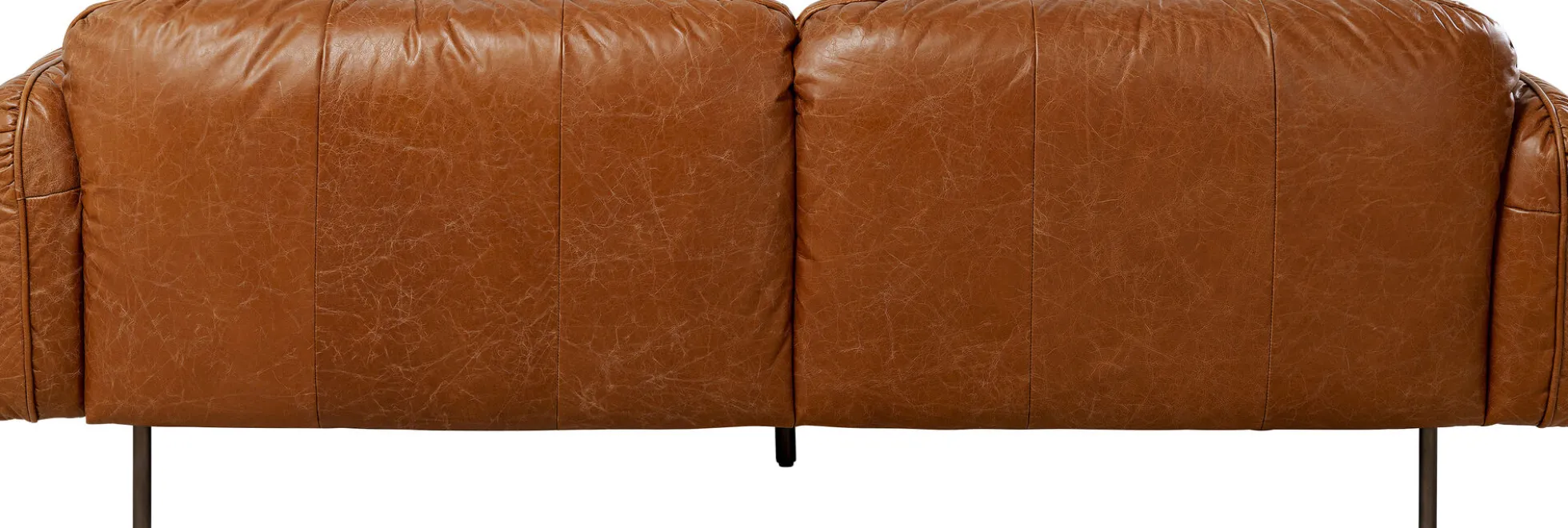 Sofa 3-osobowa skóra semianilinowa brązowa 226 cm