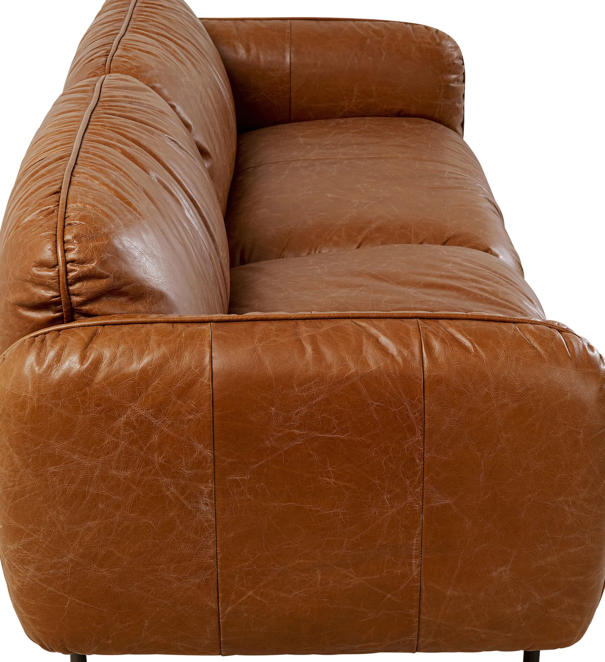 Sofa 3-osobowa skóra semianilinowa brązowa 226 cm