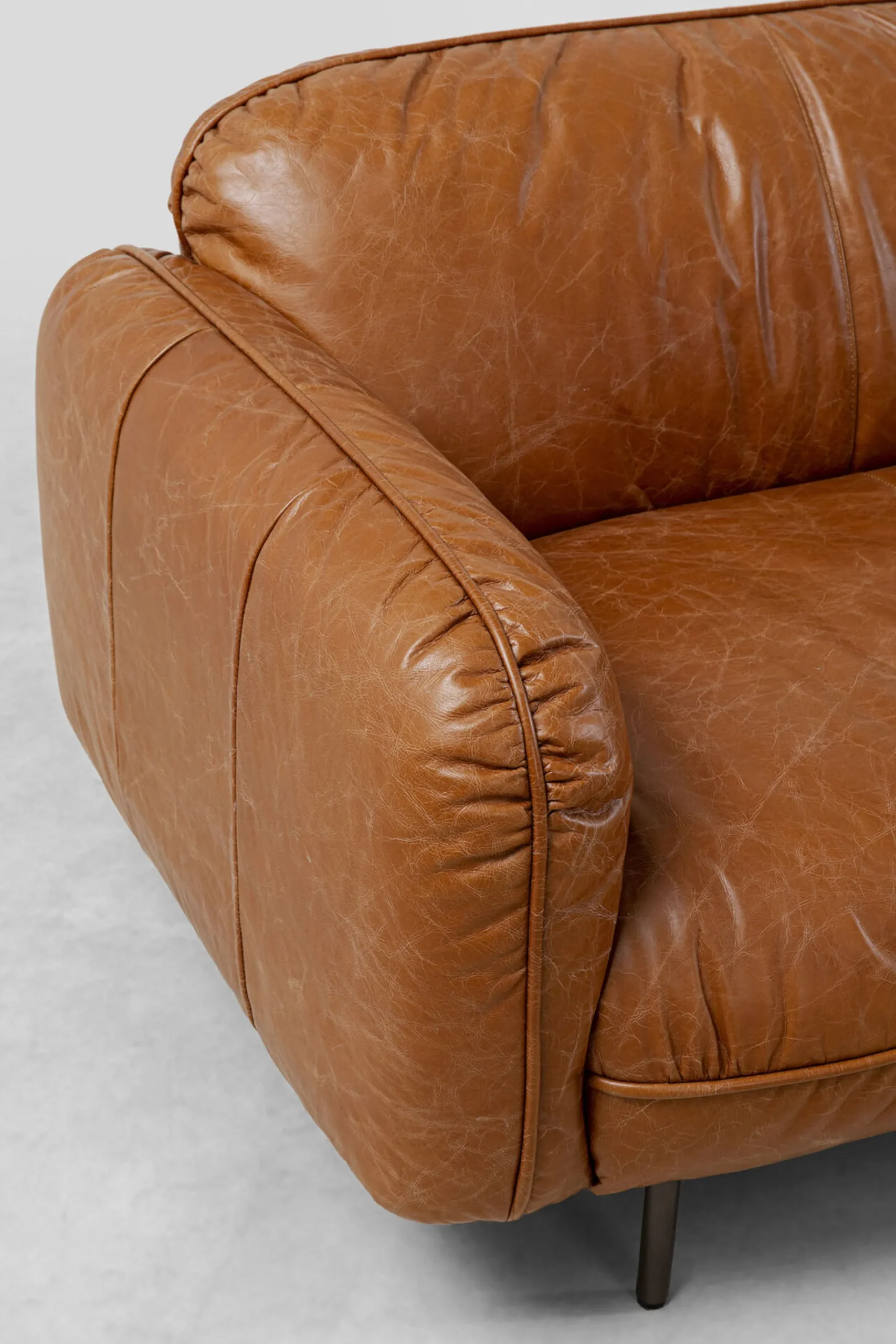 Sofa 3-osobowa skóra semianilinowa brązowa 226 cm