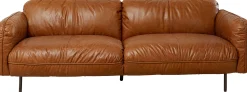 Sofa 3-osobowa skóra semianilinowa brązowa 226 cm