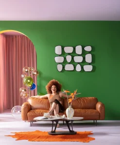 Sofa 3-osobowa skóra semianilinowa brązowa 226 cm