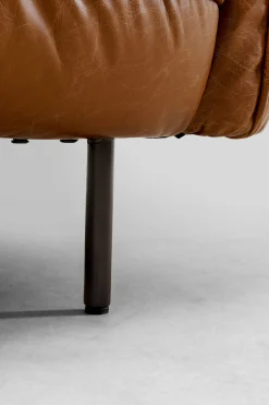Sofa 3-osobowa skóra semianilinowa brązowa 226 cm