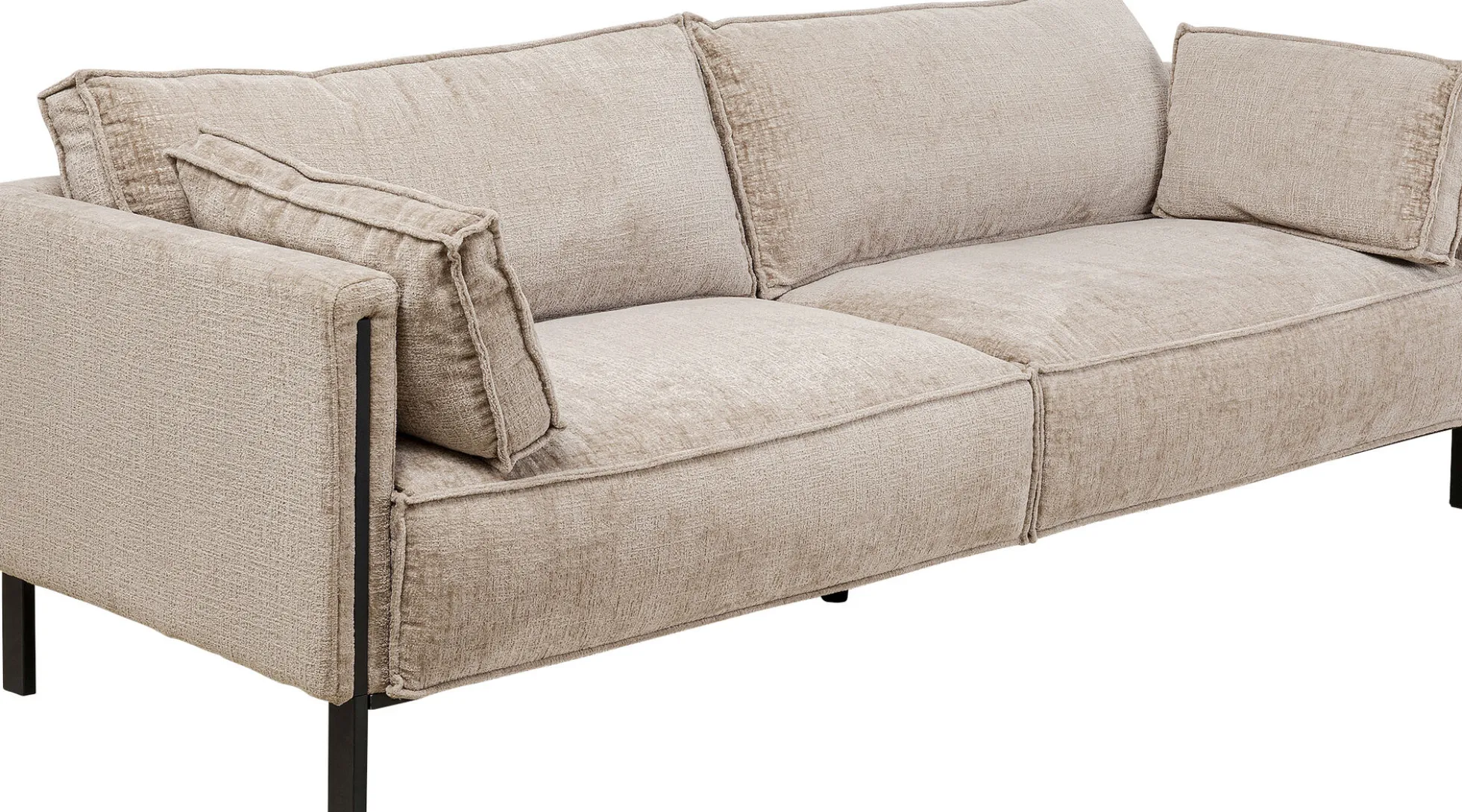 Sofa 3-os. tapicerowana w kolorze szarym nogi stal czarne 233 cm