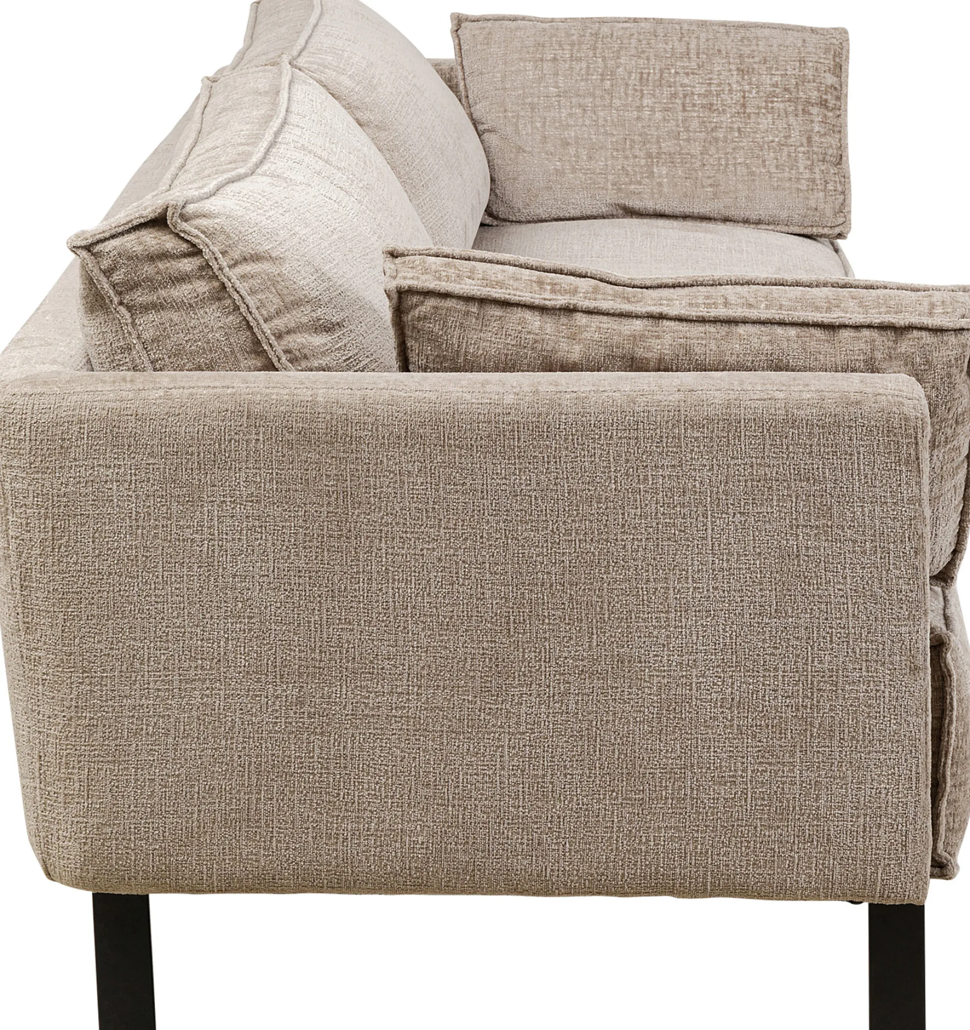 Sofa 3-os. tapicerowana w kolorze szarym nogi stal czarne 233 cm