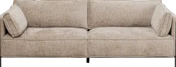 Sofa 3-os. tapicerowana w kolorze szarym nogi stal czarne 233 cm