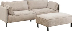 Sofa 3-os. tapicerowana w kolorze szarym nogi stal czarne 233 cm