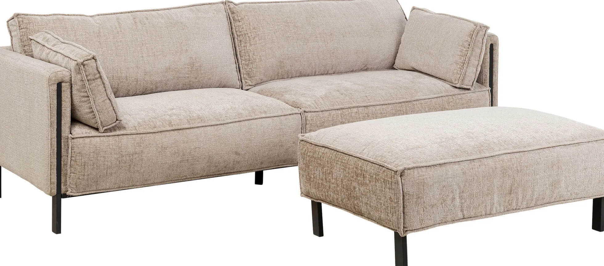 Sofa 3-os. tapicerowana w kolorze szarym nogi stal czarne 233 cm