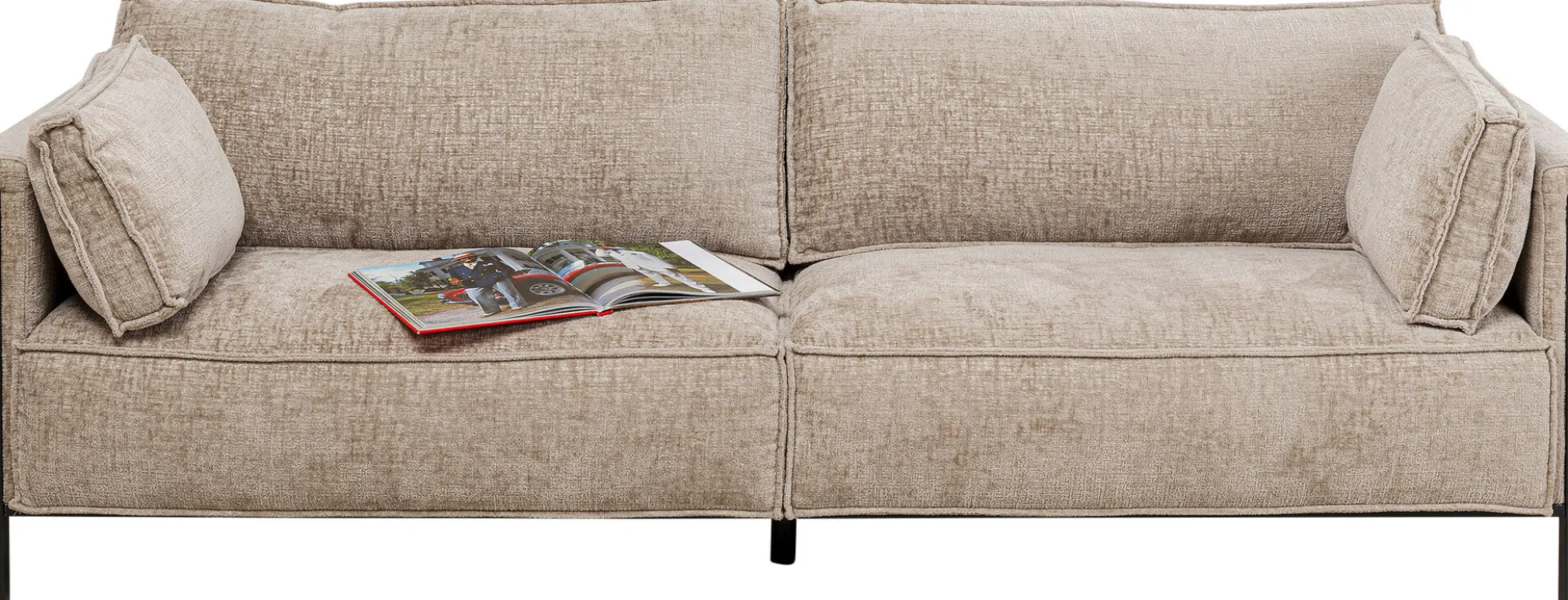 Sofa 3-os. tapicerowana w kolorze szarym nogi stal czarne 233 cm