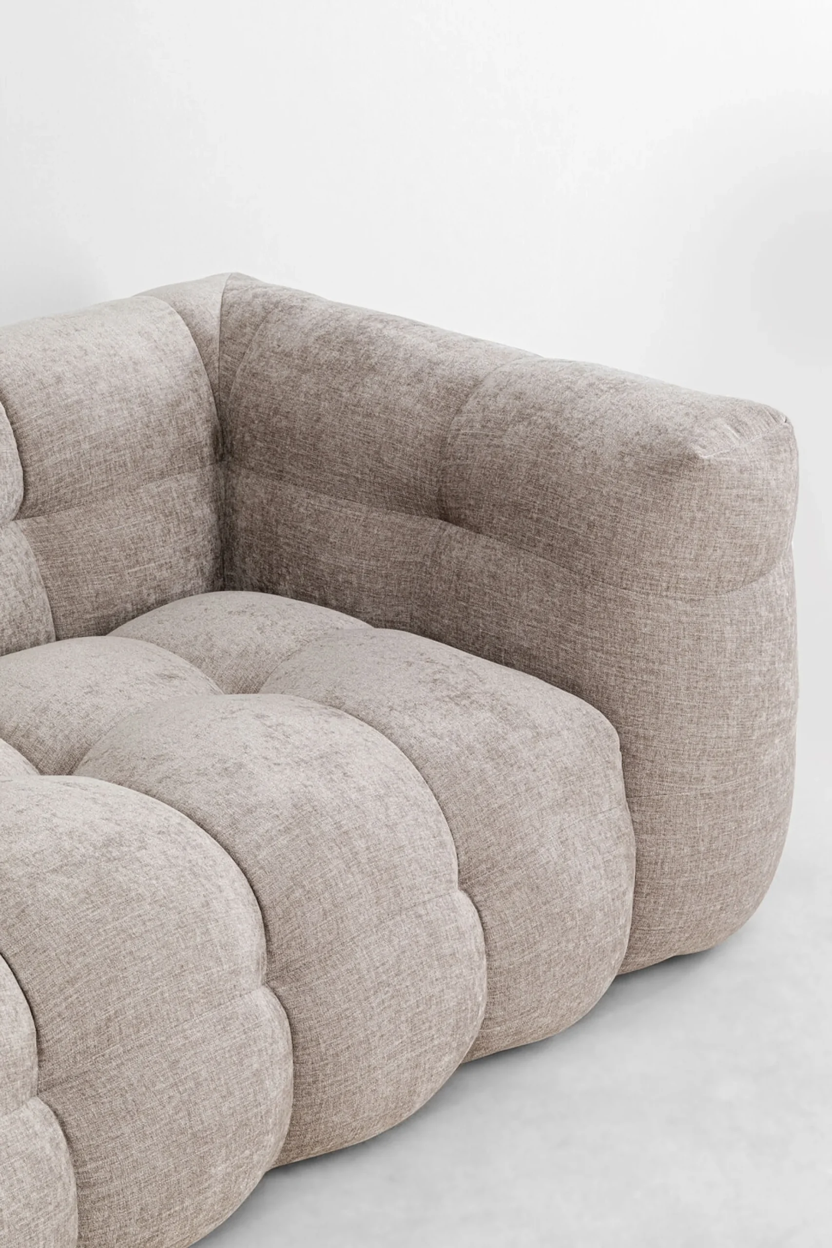 Sofa pikowana 3-osobowa jasnobrązowa 240 cm