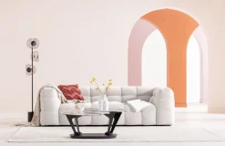 Sofa pikowana 3-osobowa kremowa 240 cm