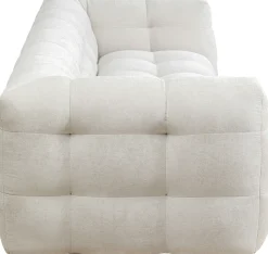 Sofa pikowana 3-osobowa kremowa 240 cm