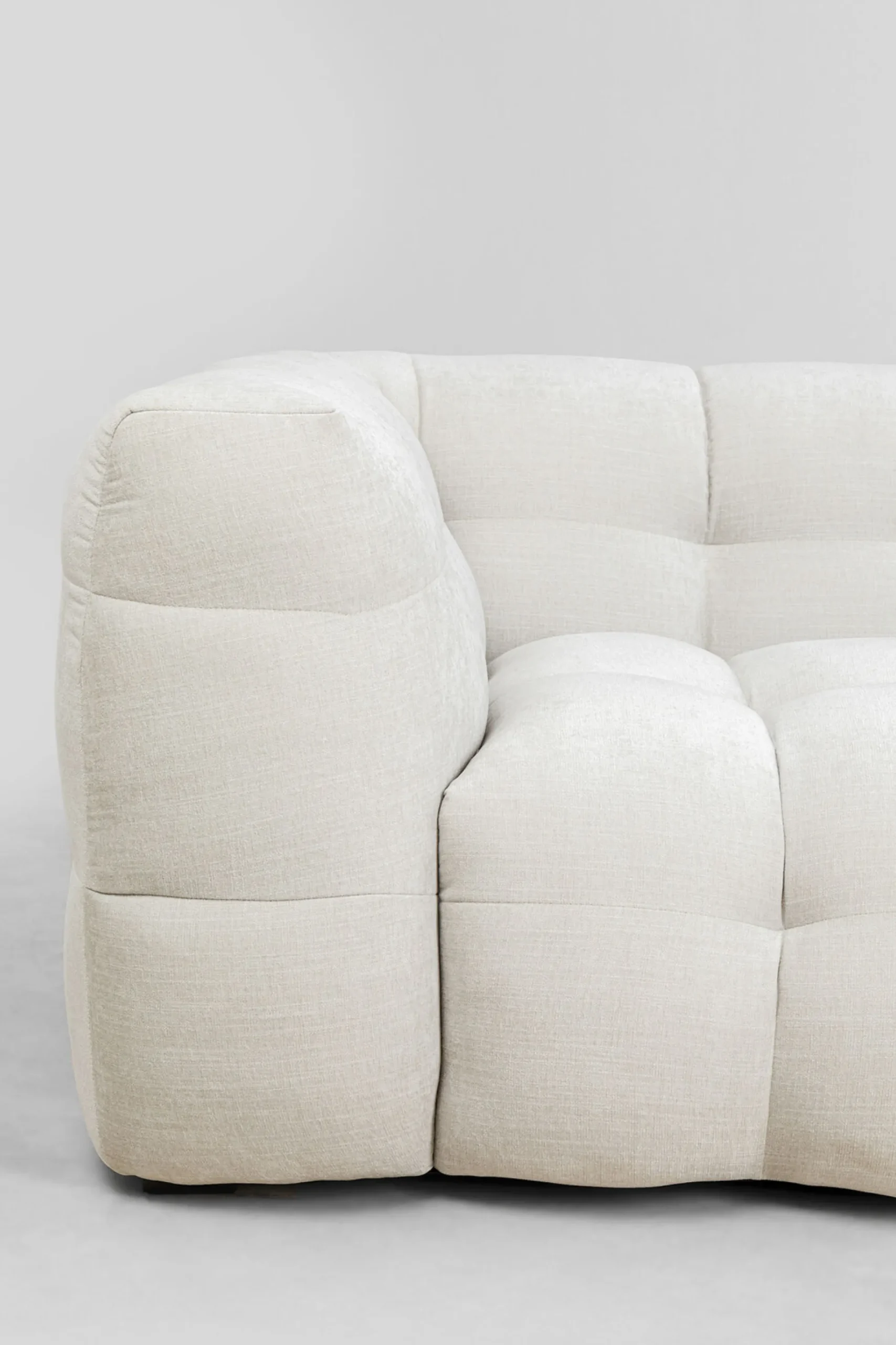 Sofa pikowana 3-osobowa kremowa 240 cm