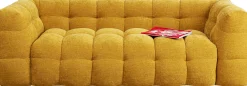 Sofa pikowana 3-osobowa żółta 240 cm