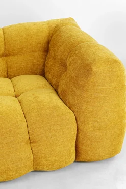 Sofa pikowana 3-osobowa żółta 240 cm