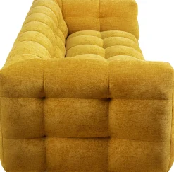 Sofa pikowana 3-osobowa żółta 240 cm
