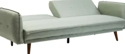 Sofa rozkładana z podłokietnikami 222x86 cm jasnozielona na brązowych nóżkach