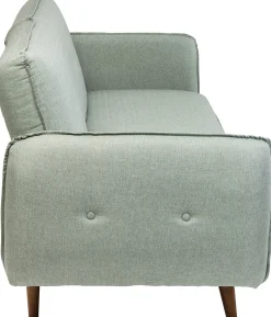 Sofa rozkładana z podłokietnikami 222x86 cm jasnozielona na brązowych nóżkach