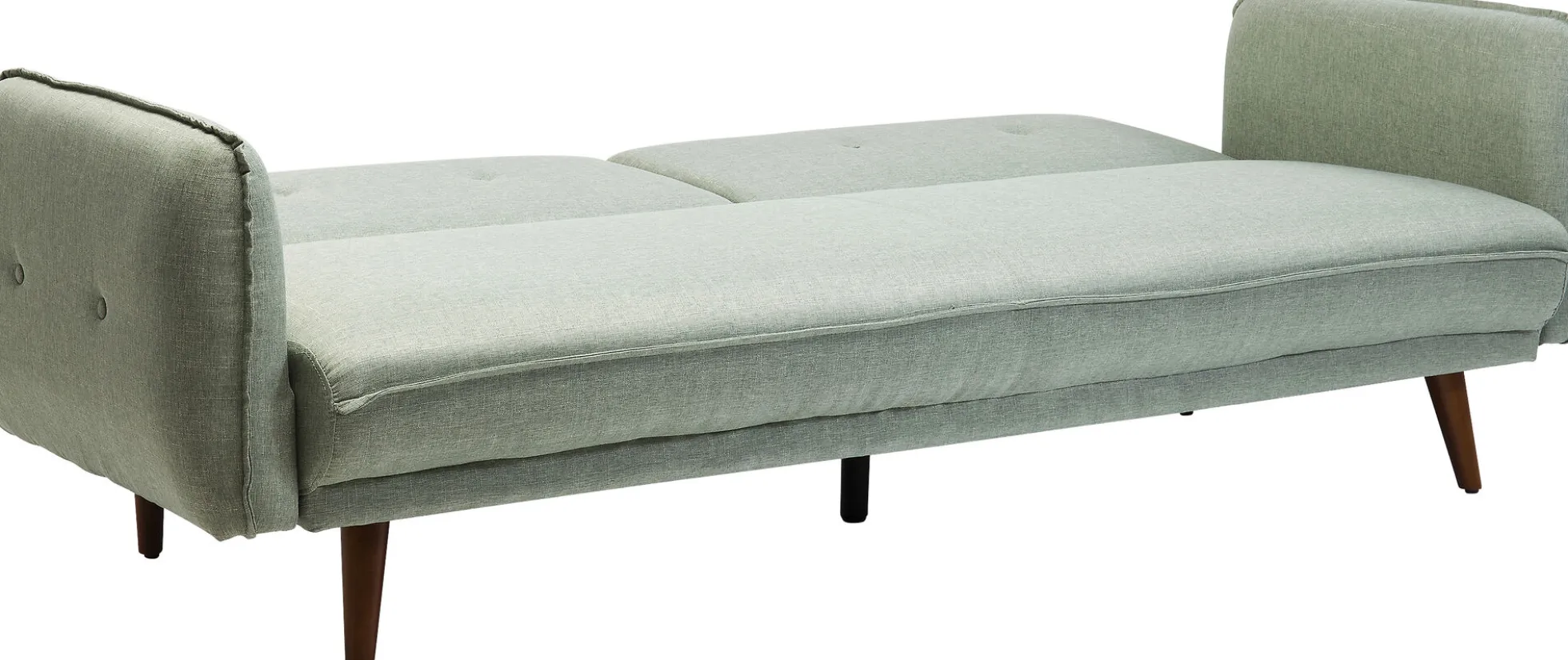 Sofa rozkładana z podłokietnikami 222x86 cm jasnozielona na brązowych nóżkach