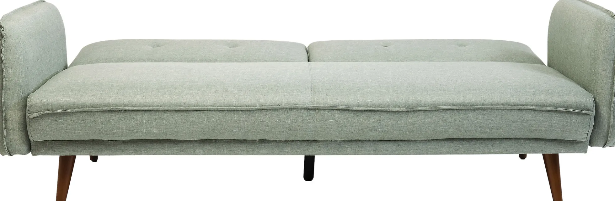 Sofa rozkładana z podłokietnikami 222x86 cm jasnozielona na brązowych nóżkach