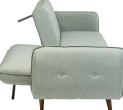 Sofa rozkładana z podłokietnikami 222x86 cm jasnozielona na brązowych nóżkach