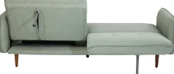 Sofa rozkładana z podłokietnikami 222x86 cm jasnozielona na brązowych nóżkach