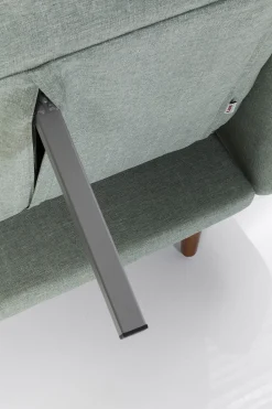Sofa rozkładana z podłokietnikami 222x86 cm jasnozielona na brązowych nóżkach