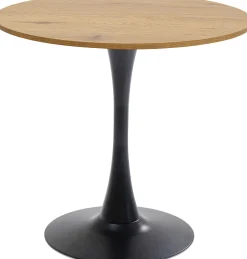 Stół do jadalni blat MDF kolor dębowy noga stalowa czarna Ø80 cm