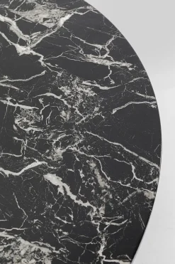 Stół do jadalni czarny blat MDF imitacja marmuru Ø110 cm