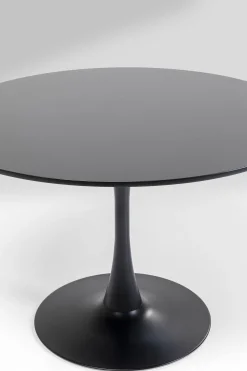 Stół do jadalni czarny blat MDF noga stalowa Ø110 cm