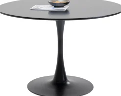 Stół do jadalni czarny blat MDF noga stalowa Ø110 cm