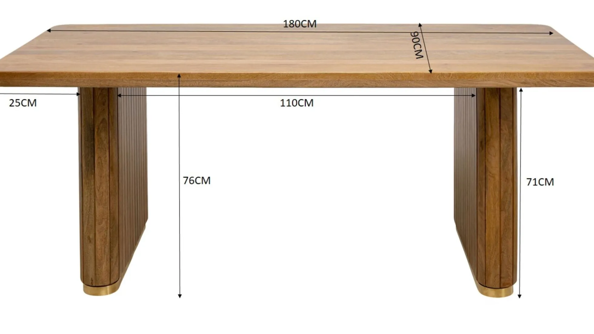 Stół do jadalni nowoczesny z drewna mango 180x90 cm
