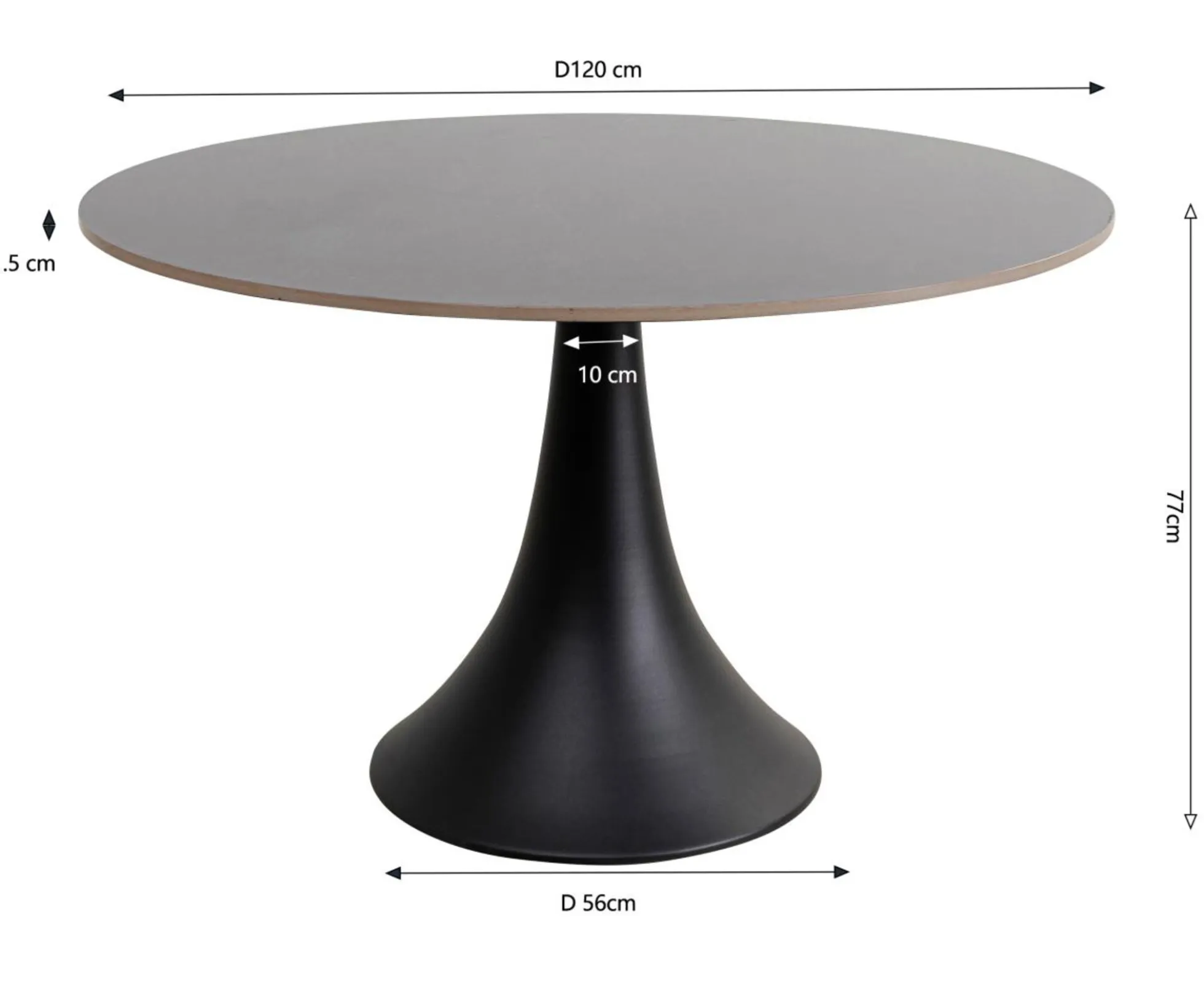 Stół Grande Possibilita Ø120 cm czarny - blat marmur