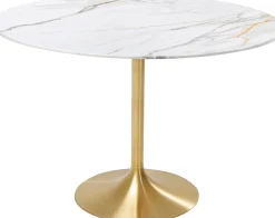 Stół Invitation Set Ceramic White Brass Ø120cm