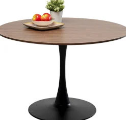 Stół loft w okleinie orzech włoski noga czarna Ø110 cm