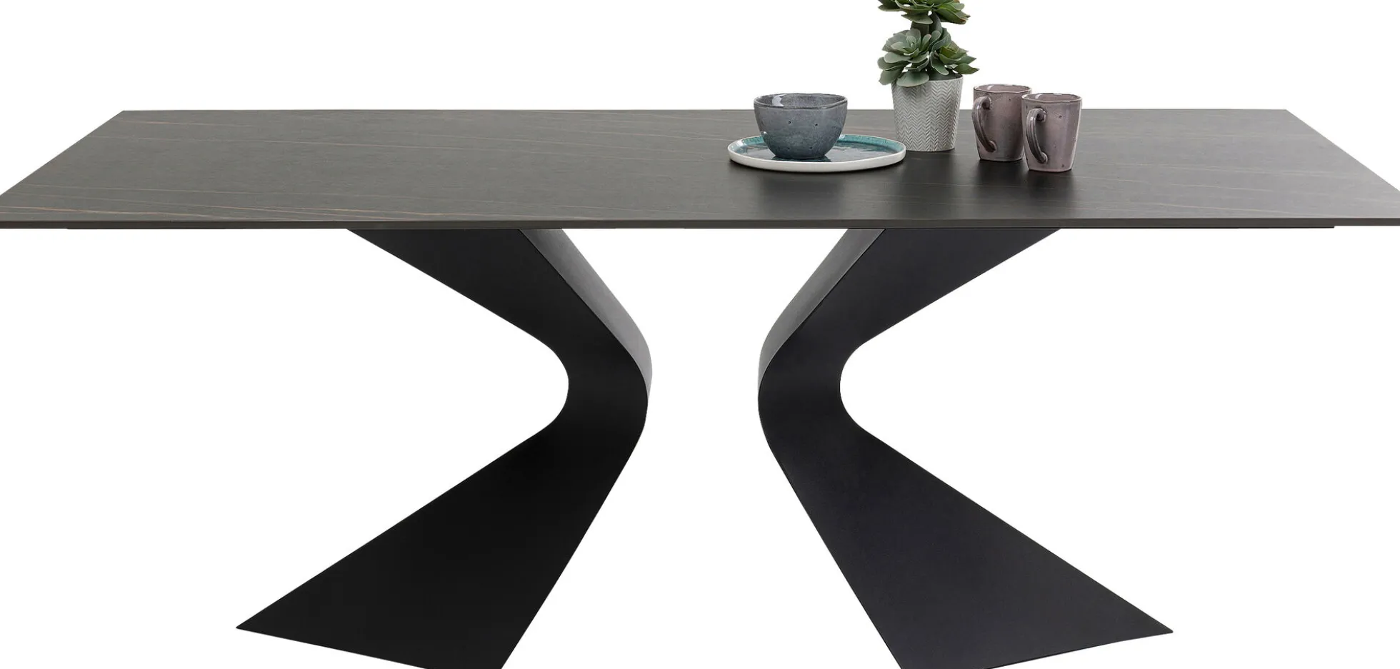 Stół ogrodowy czarny blat ceramika nogi aluminium 180x90 cm