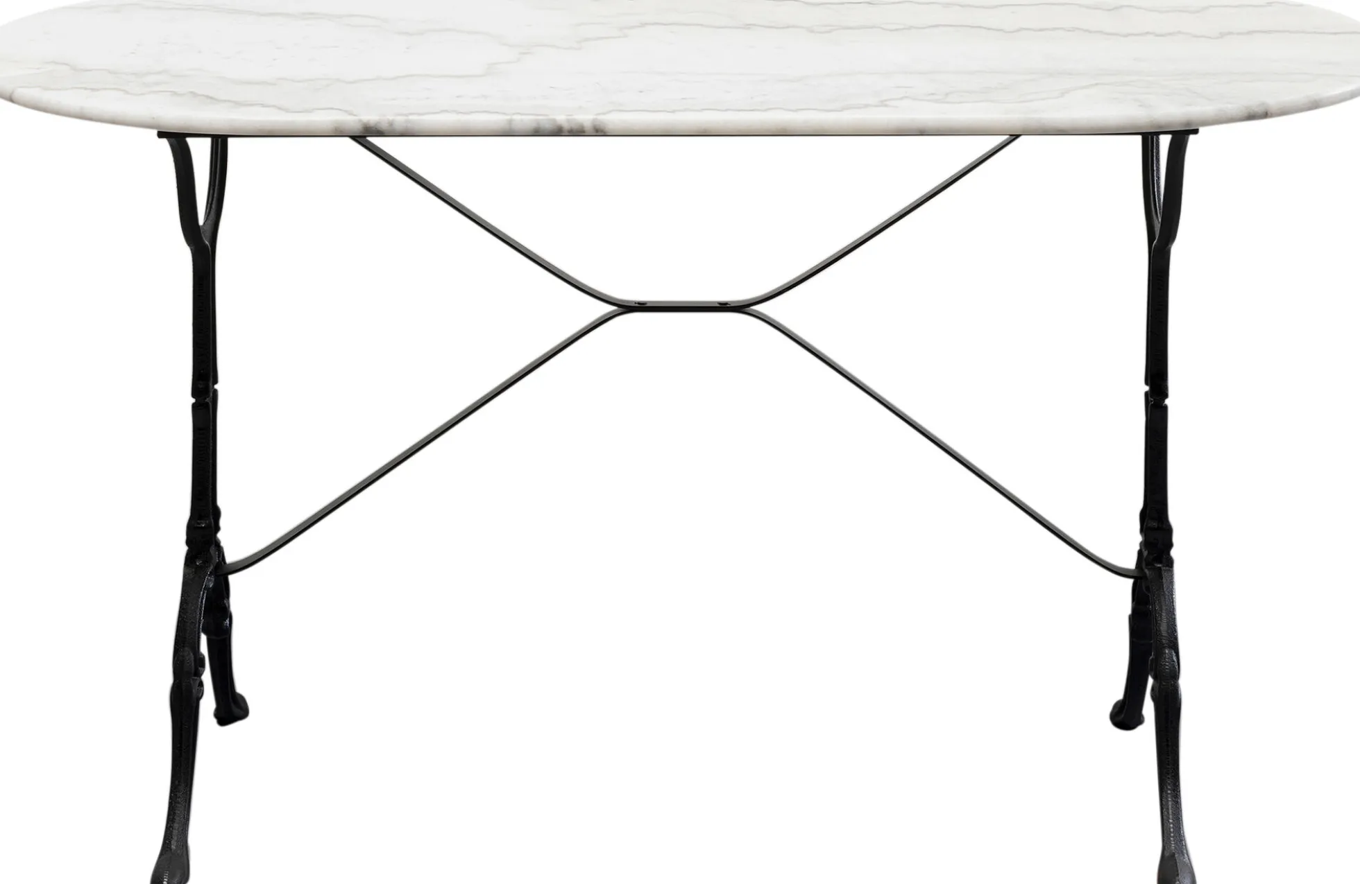 Stół ogrodowy z białym marmurowym blatem nogi czarne stalowe 120x60 cm