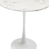 Stół okrągły blat MDF imitacja marmuru biały Ø80 cm