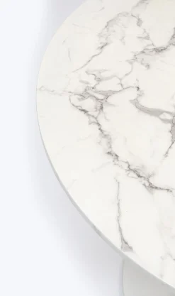 Stół okrągły blat MDF imitacja marmuru biały Ø80 cm