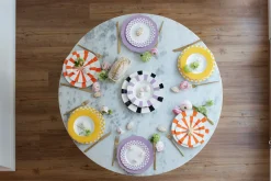 Stół okrągły marmur i drewno mango Ø115 cm