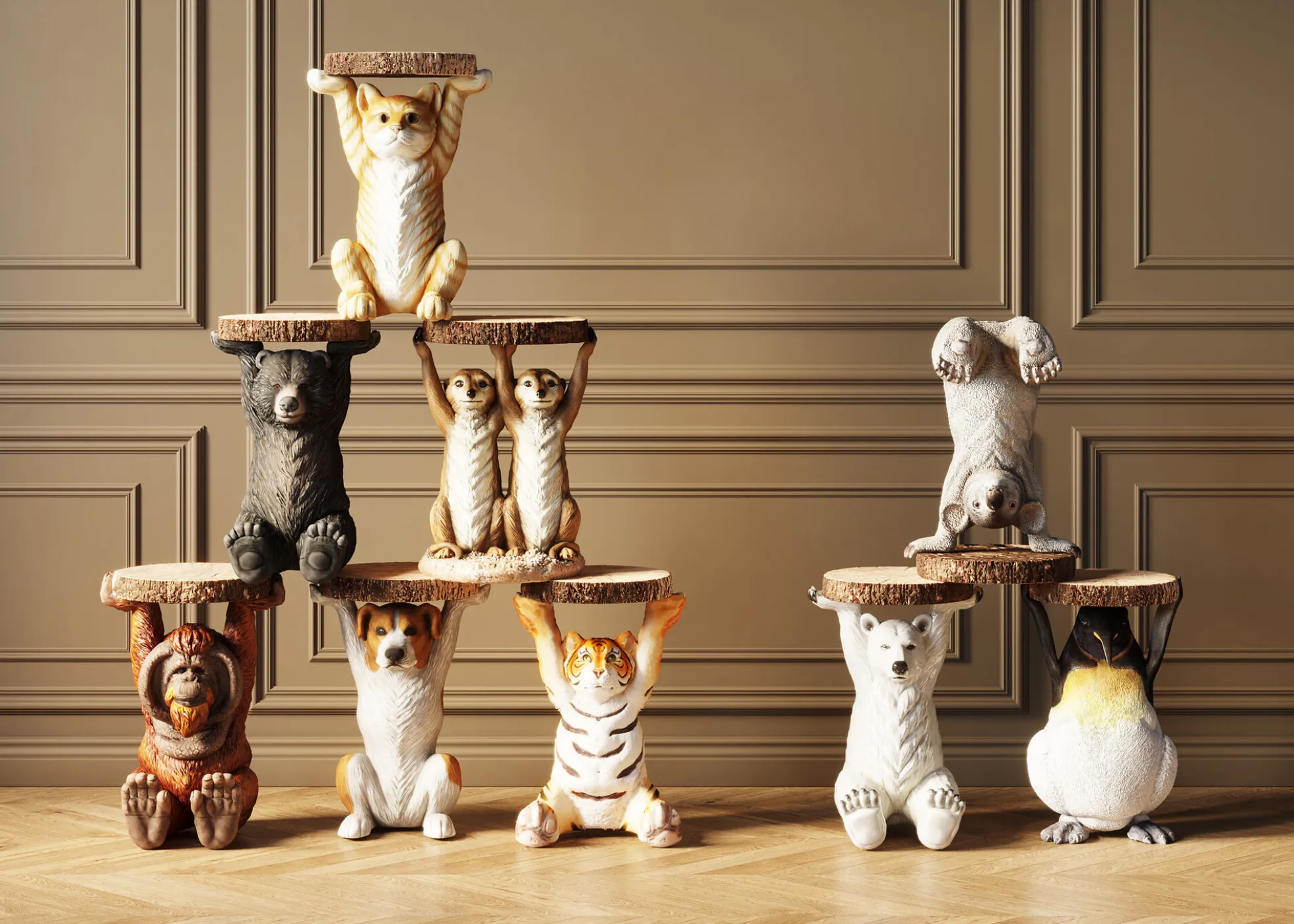 Stolik Animal Ms Cat 33x35 cm kolorowy