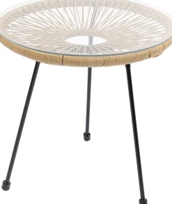 Stolik kawowy Acapulco Ø50 cm naturalny - blat szklany